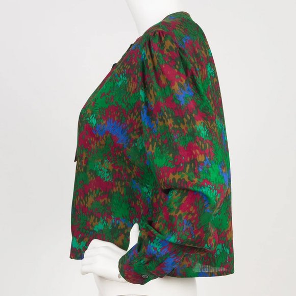 Yves Saint Laurent 81 F/W Rive Gauche Vintage Wool Challis Balloon Sleeve Blouse - Picture 5 of 10